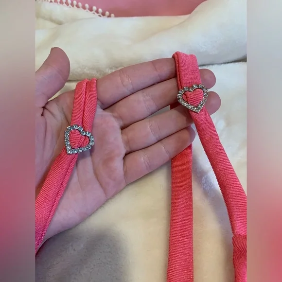 Pink sparkly body-con ruched dress with diamond hearts - Picture 2 of 8